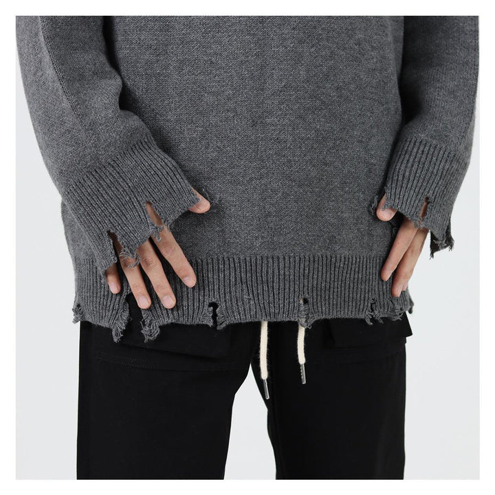 Ripped Round Neck Sweater