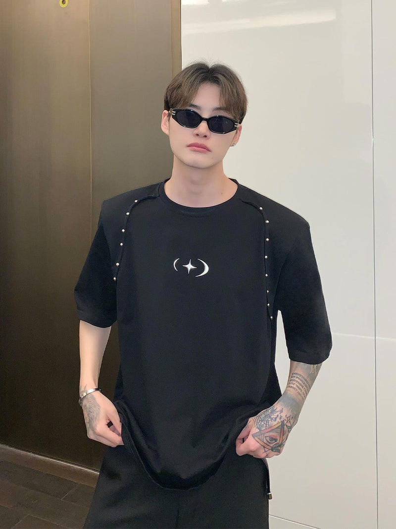 Rivet Design Shoulder Pads T-shirt