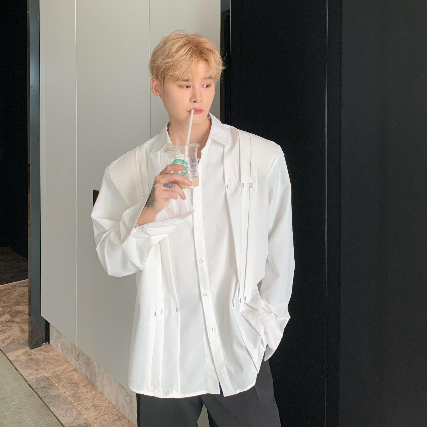 Shoulder Pad Cutting Design Casual Shirt