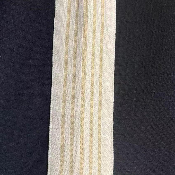 Side Apricot Striped Slim Pants