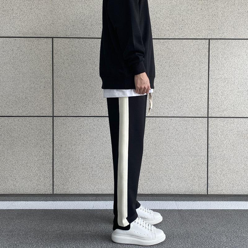 Side Milk White Striped Sports Pants