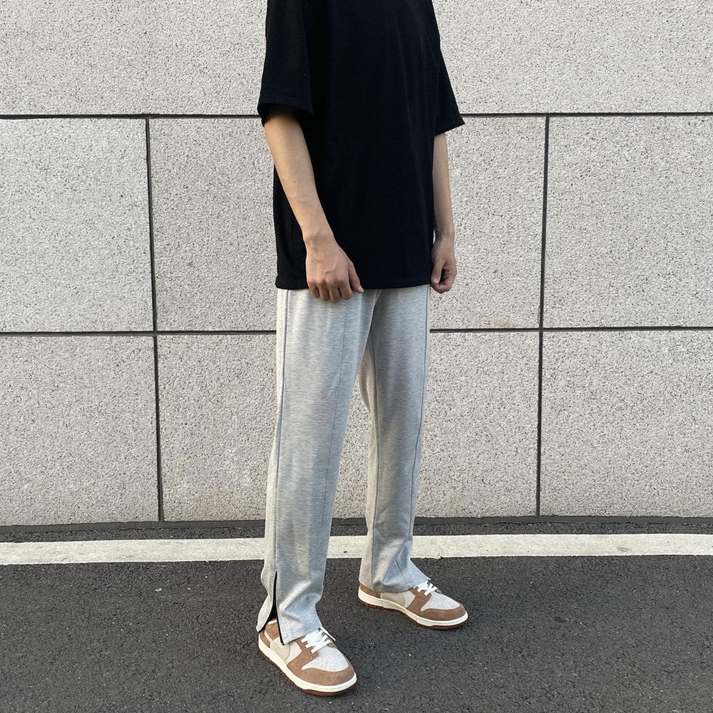 Side Slit Zipper Drawstring Sweatpants