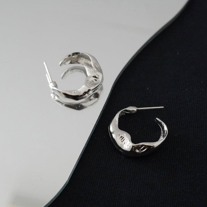 Silver C-Shaped Earrings