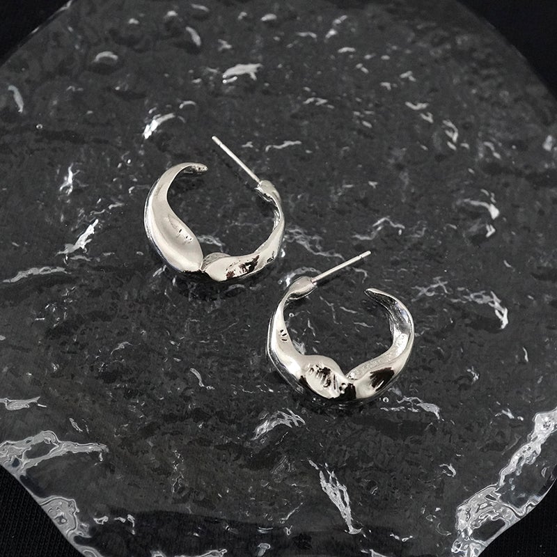 Silver C-Shaped Earrings