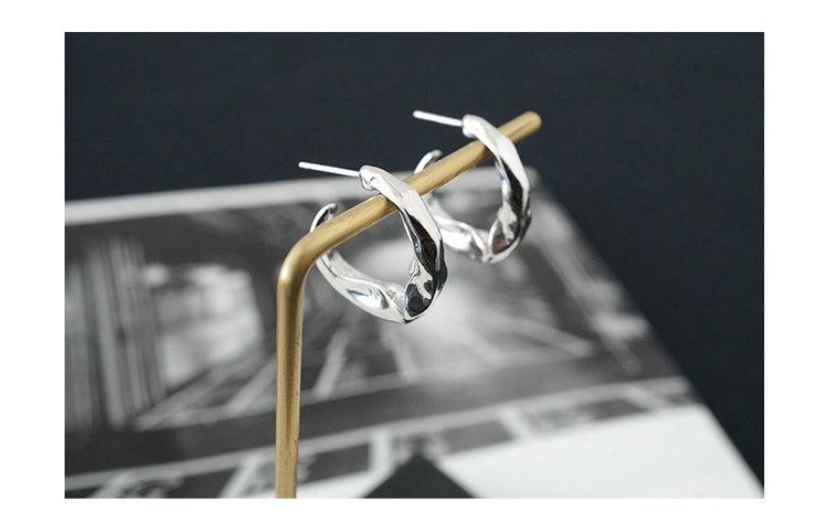 Silver C-Shaped Earrings
