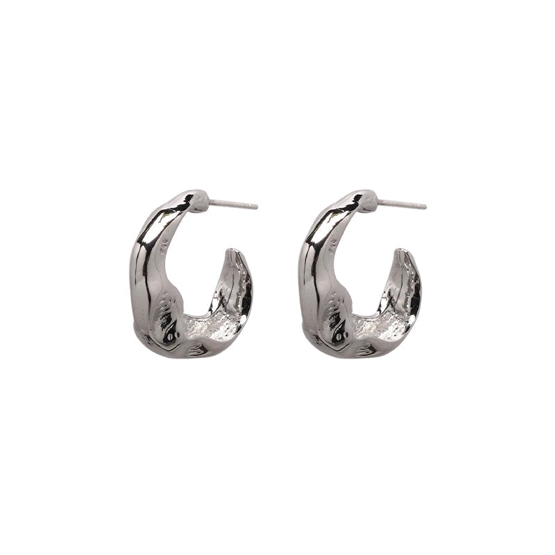 Silver C-Shaped Earrings