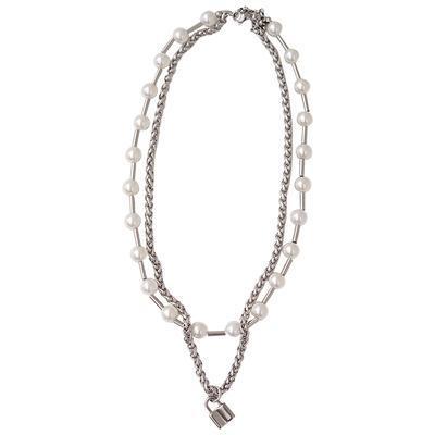 Silver Clavicle Pearl Necklace