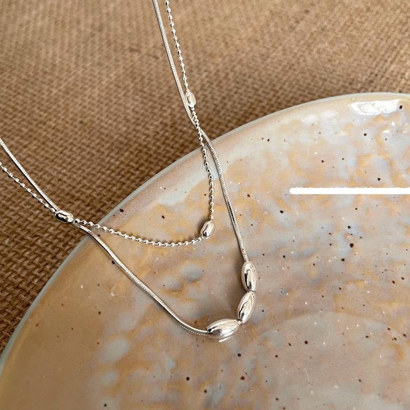 Silver Metal Beads Necklace Set