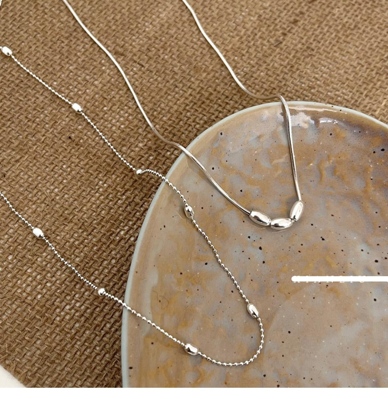 Silver Metal Beads Necklace Set