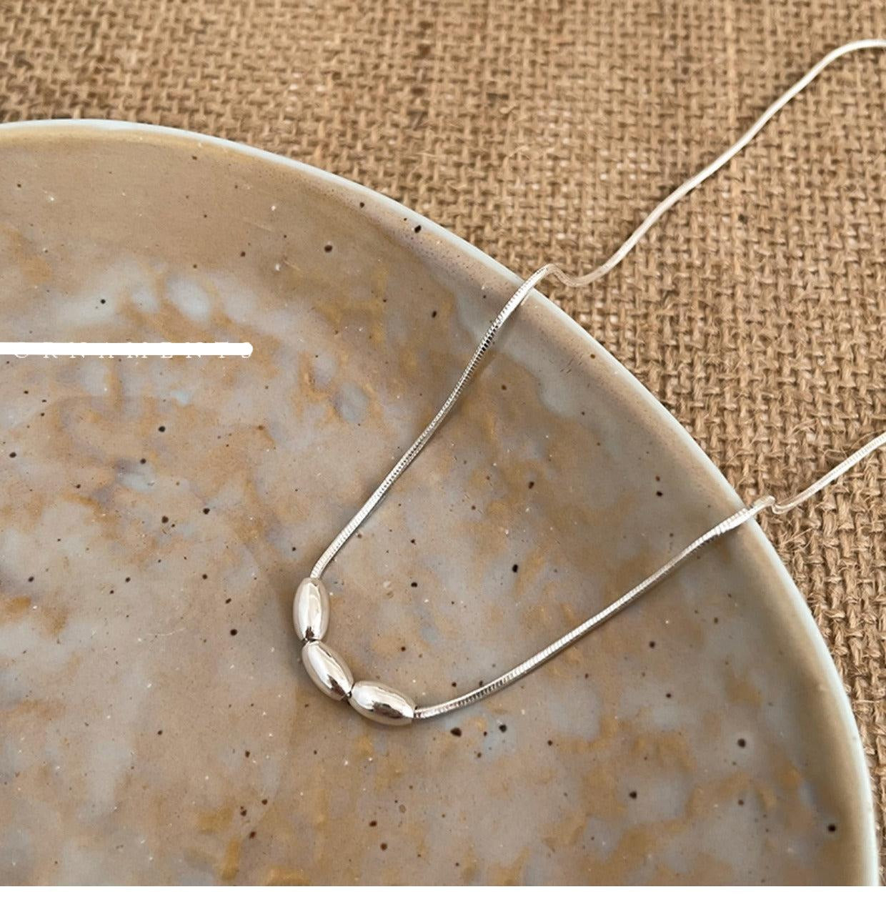 Silver Metal Beads Necklace Set