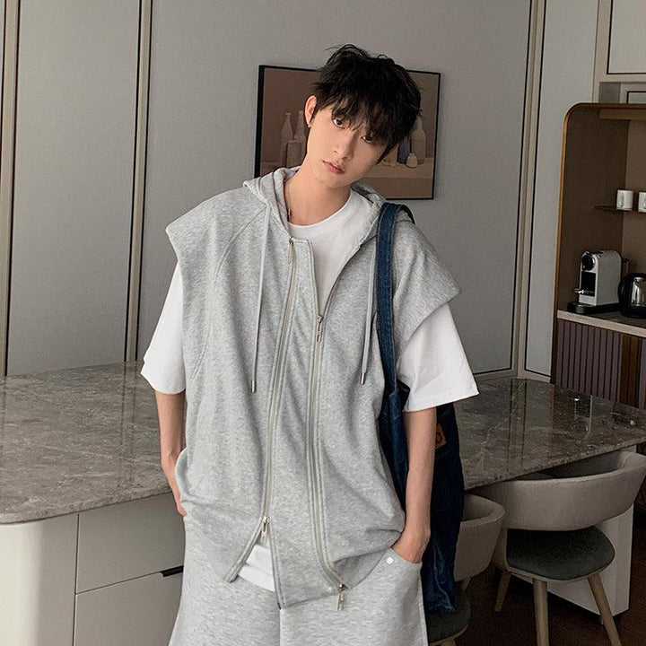 Sleeveless Hooded Sweat Jacket