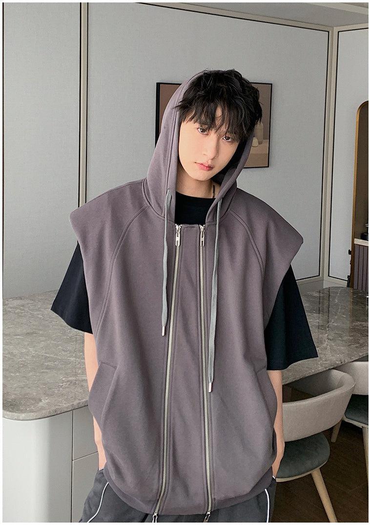 Sleeveless Hooded Sweat Jacket