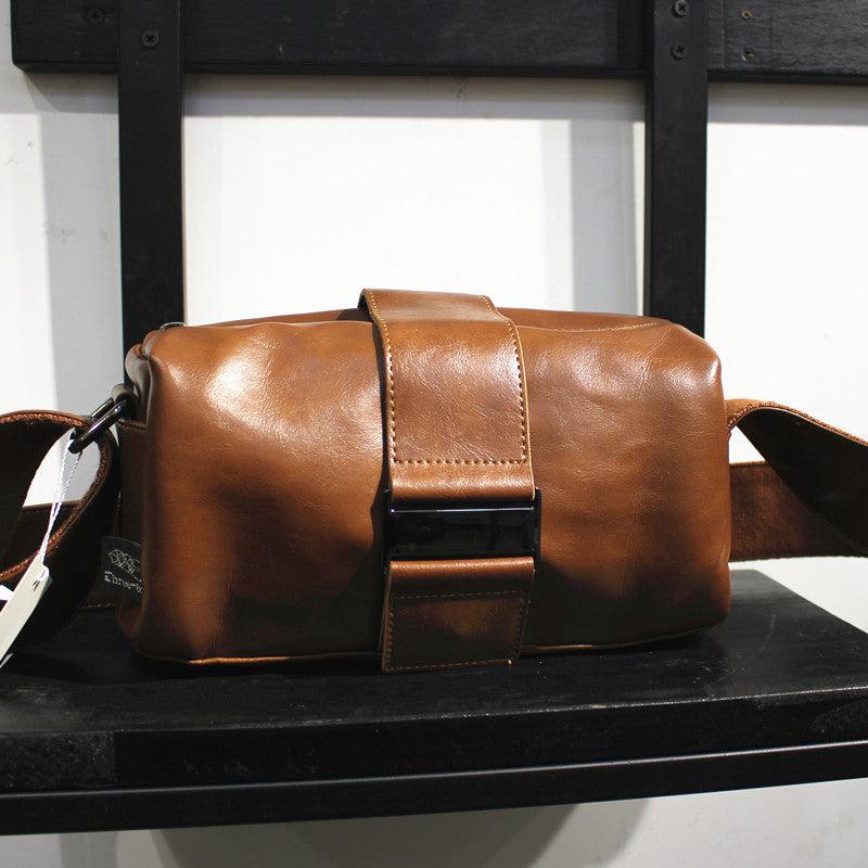 Small Leather Crossbody Barrel Bag