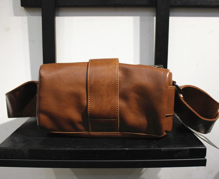 Small Leather Crossbody Barrel Bag