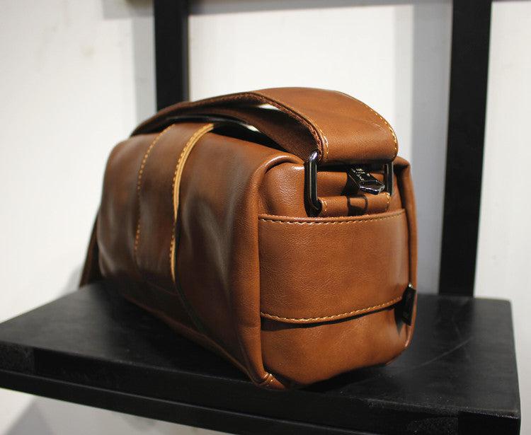 Small Leather Crossbody Barrel Bag