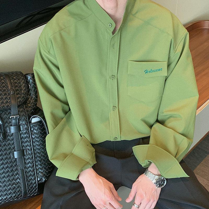Stand Collar Shirt With Pocket