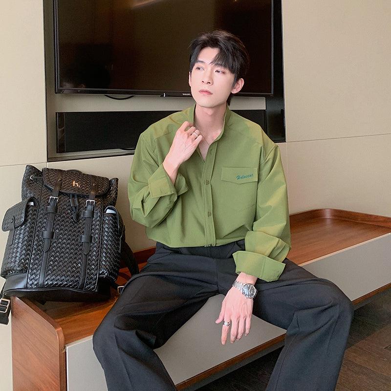 Stand Collar Shirt With Pocket