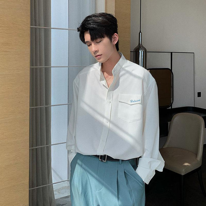 Stand Collar Shirt With Pocket