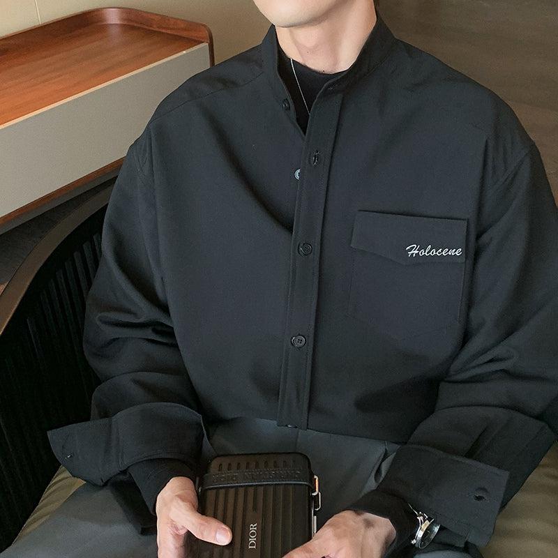 Stand Collar Shirt With Pocket