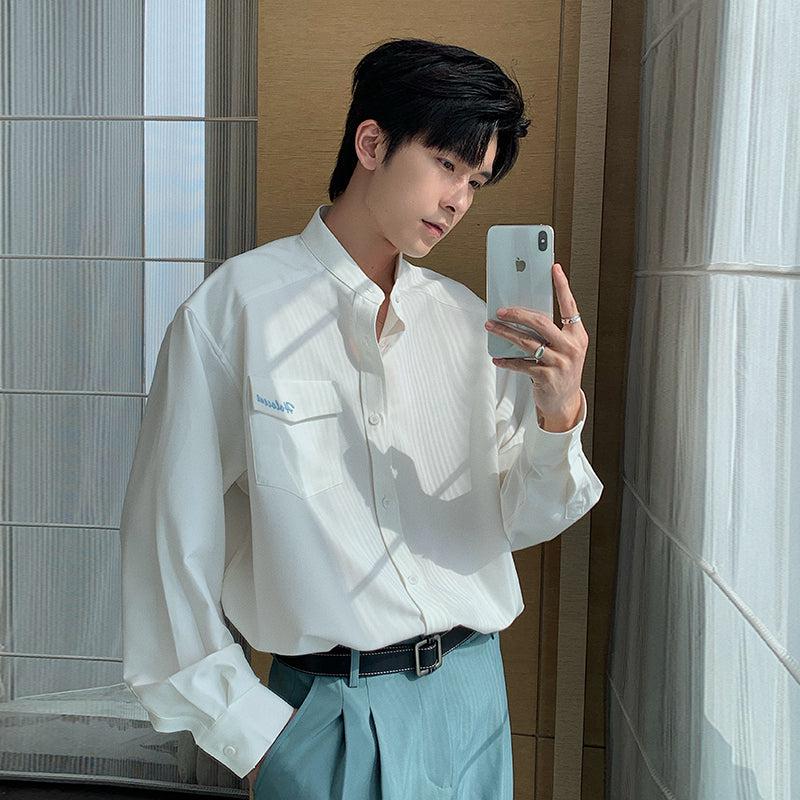 Stand Collar Shirt With Pocket