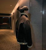 Stand-collar Suede Jacket