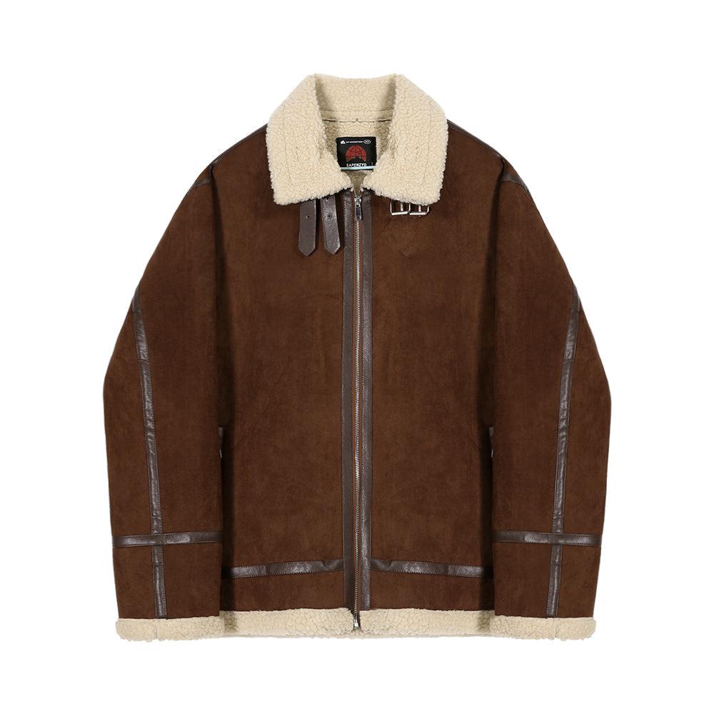 Stand-collar Suede Jacket