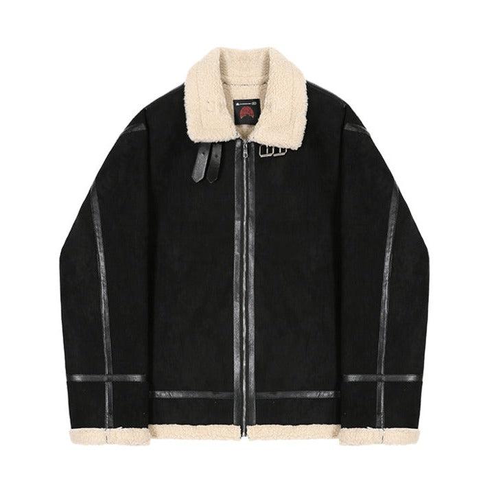 Stand-collar Suede Jacket