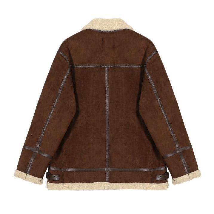 Stand-collar Suede Jacket