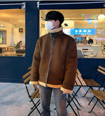 Stand-collar Suede Jacket