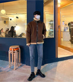 Stand-collar Suede Jacket