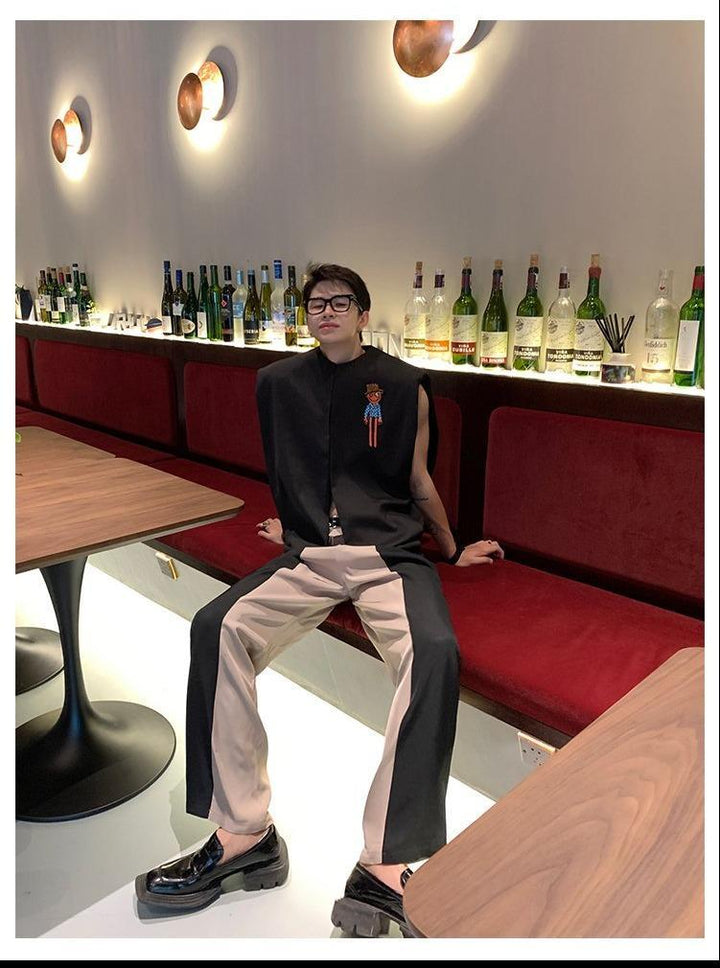 Stitching Color Contrast Trousers