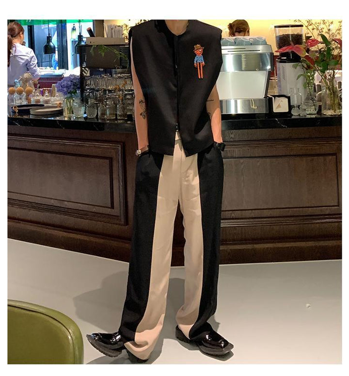Stitching Color Contrast Trousers