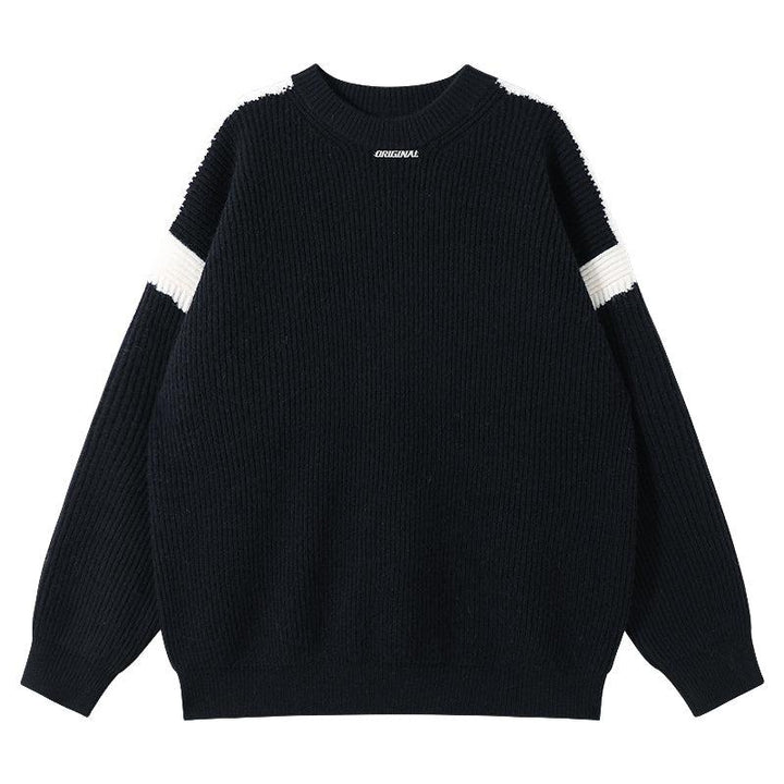Stitching Contrast Color Knitted Sweater