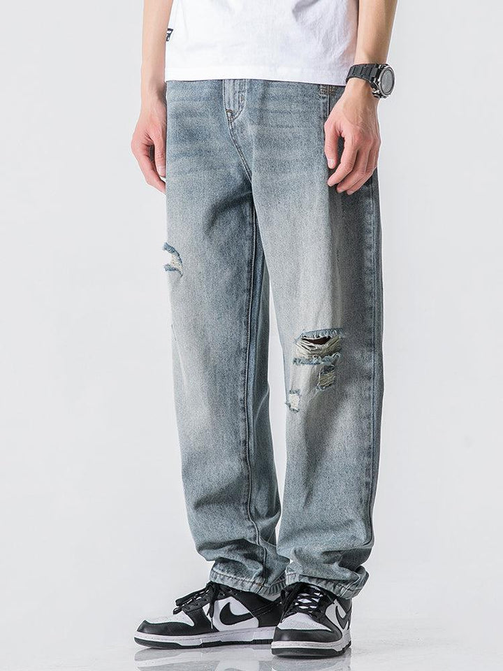 Straight Ripped washed Jeans