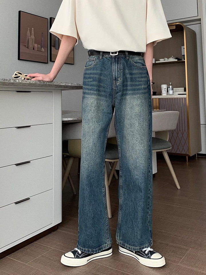 Straight Washed Blue Jeans