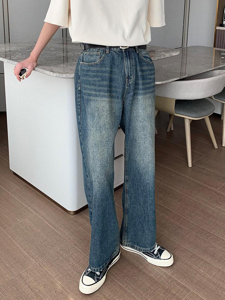 Straight Washed Blue Jeans