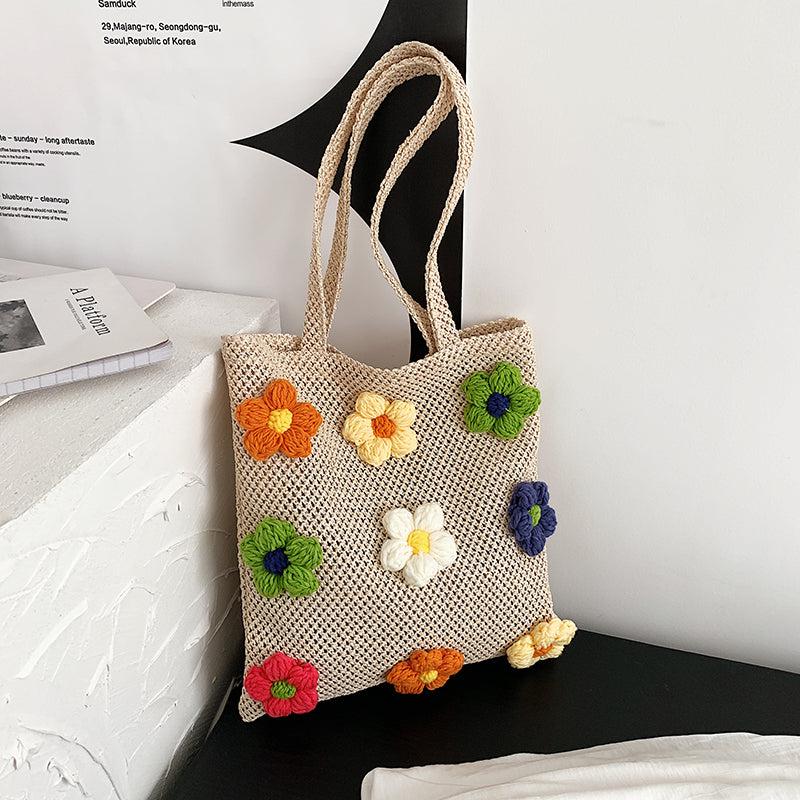 Straw Flower Tote Bag