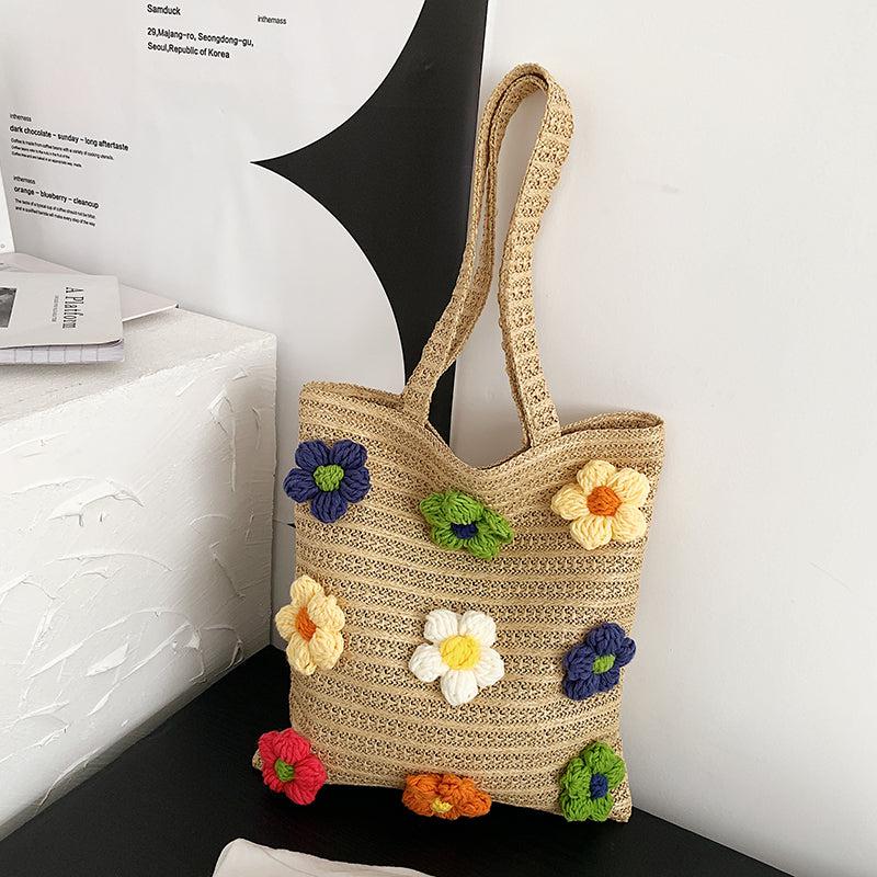 Straw Flower Tote Bag