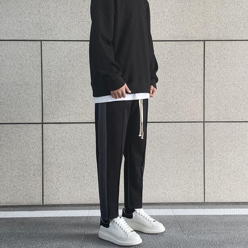 Striped Elastic Drawstring Pants
