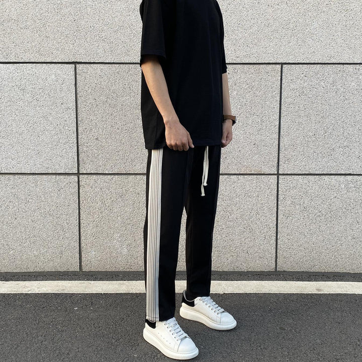 Striped Elastic Drawstring Pants