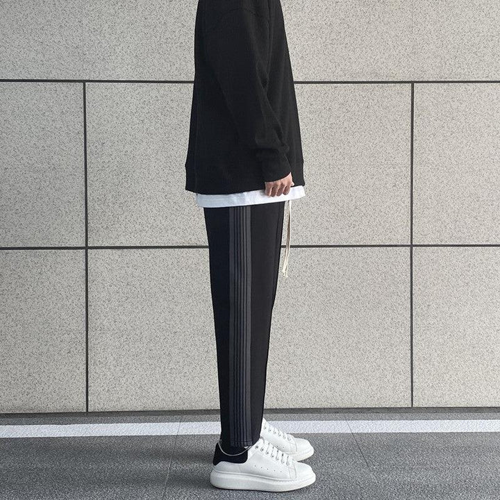 Striped Elastic Drawstring Pants