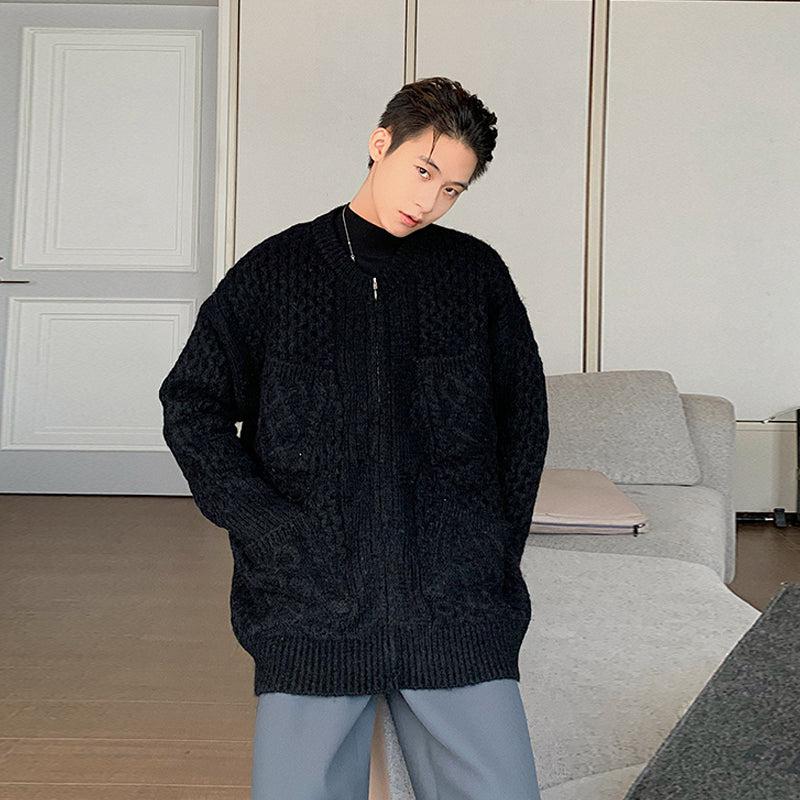 Thick Zipper Knit Cardigan