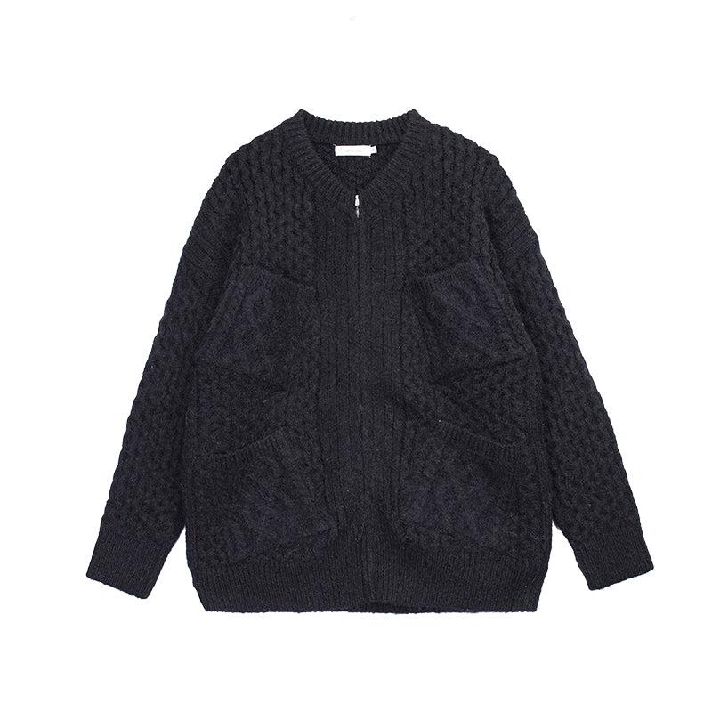 Thick Zipper Knit Cardigan