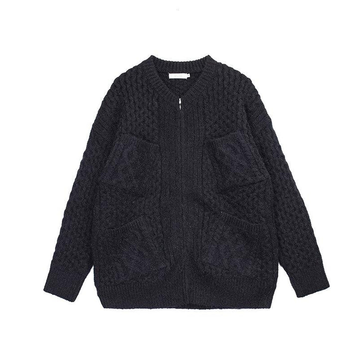 Thick Zipper Knit Cardigan