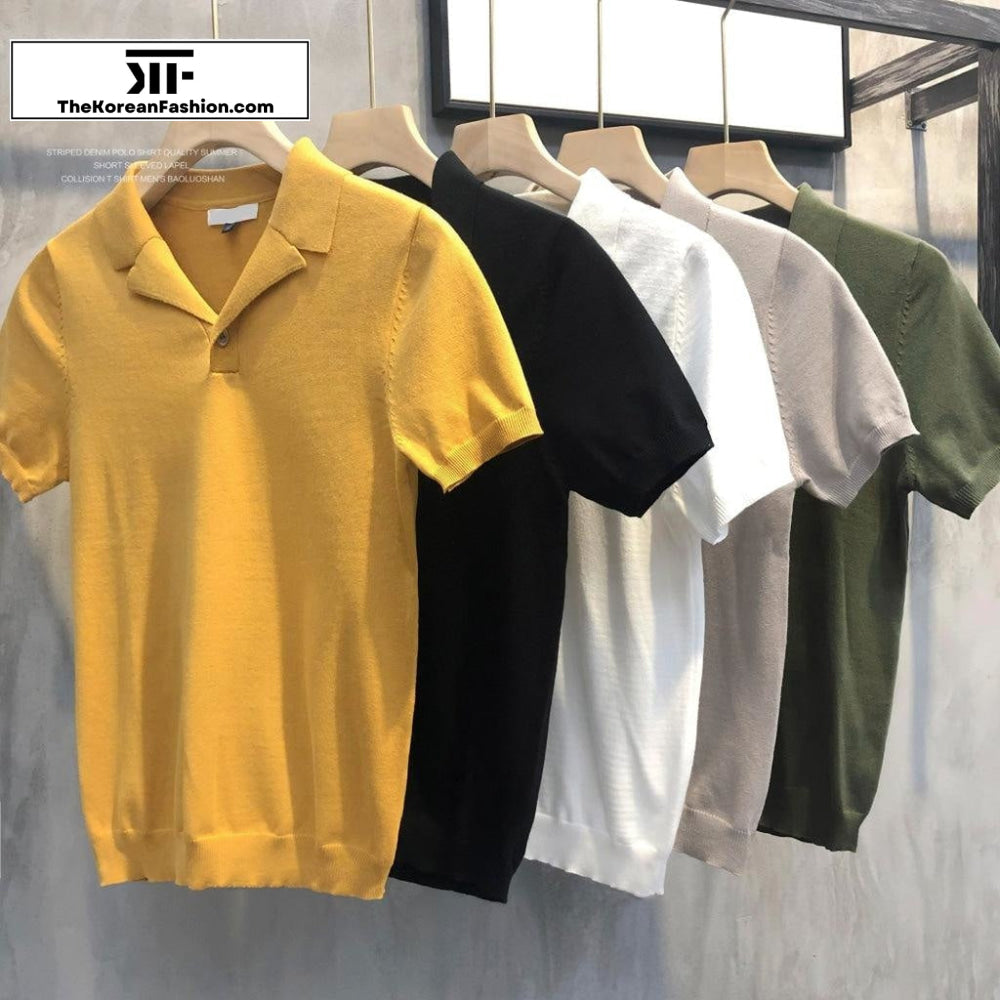 V-Neck Knitted Polo