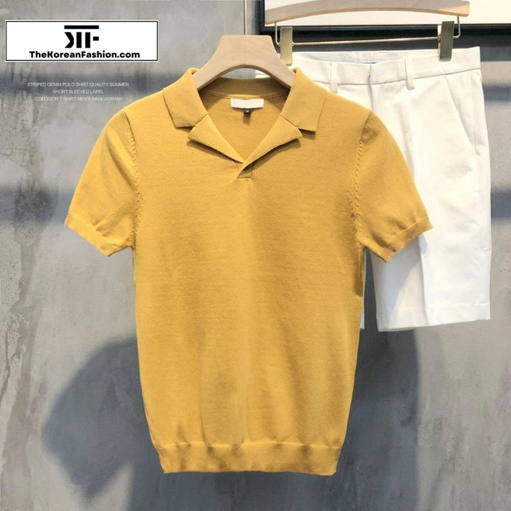 V-Neck Knitted Polo