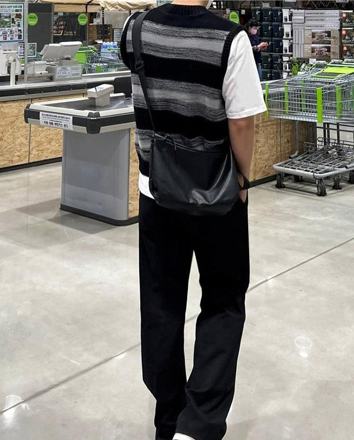 V Neck Striped Knit Tank Vest