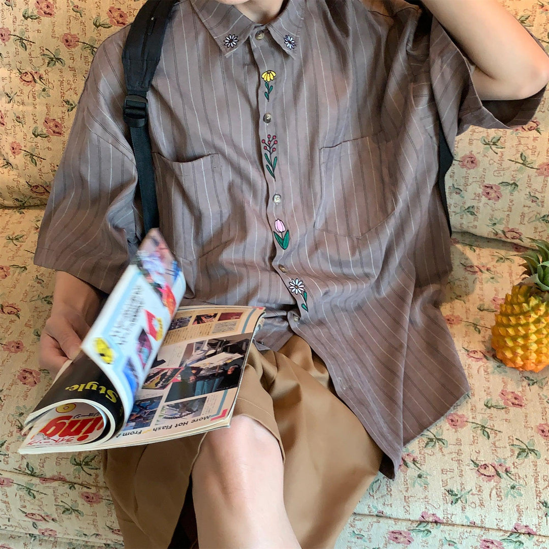 Vertical Stripe Shirt With Pockets