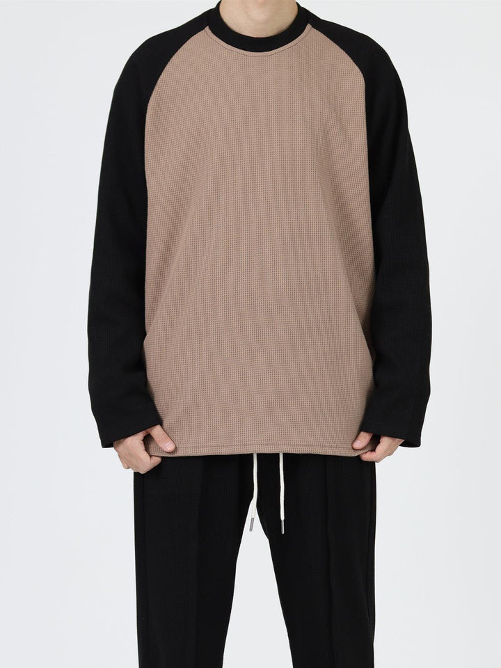 Waffle Round Neck Long-sleeved Shirt