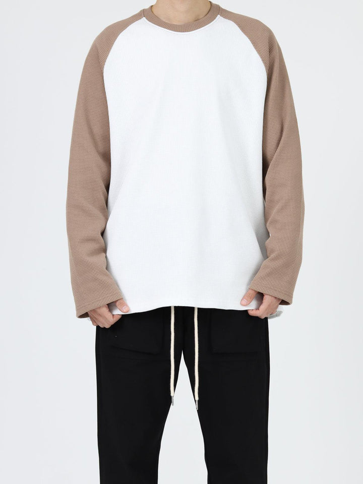 Waffle Round Neck Long-sleeved Shirt